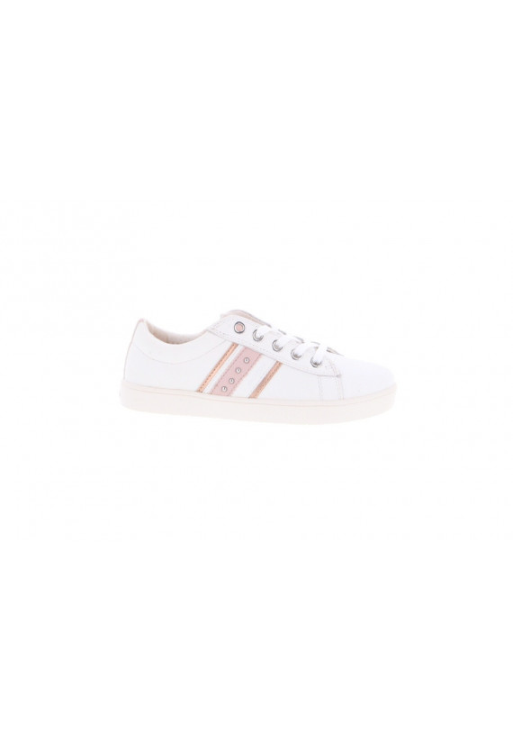 Chaussures GEOX J16EUF J16EUF Filles Lacets CUIR BLANC ROSE