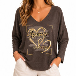 Textiles Tendance 21336 LOVE 21336 LOVE Dames Pulls  BRUN