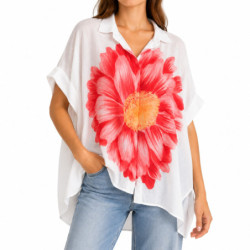 Textiles Tendance 19007 FLEUR 19007 FLEUR Dames Chemisiers  BLANC
